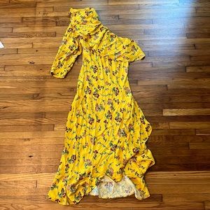 Backstage XS Yellow One-Shoulder Floral Dress